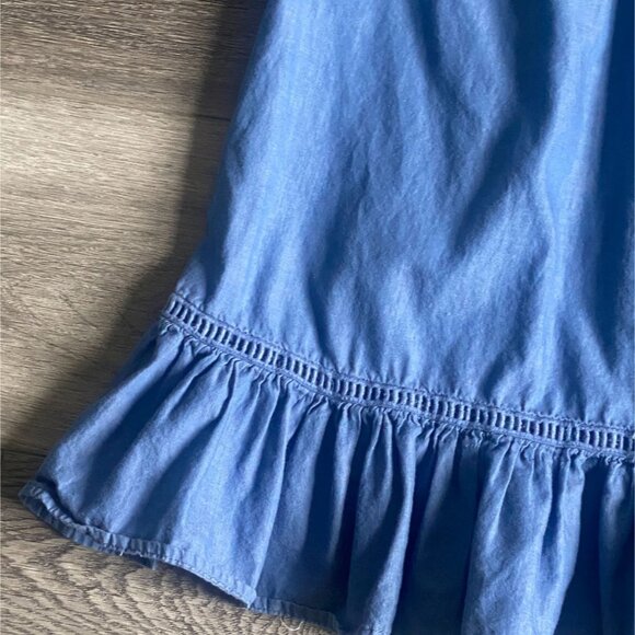 GUC Self Esteem Girls Cold Shoulder Ruffle Style Shirt-Blue-Size 7 - Picture 3 of 5